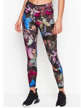 Victoria's Secret Black Leggings with Multicolor Butterfly Print, VSX, Workout